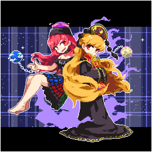 This is a pixiv picture whose title is 見た事も無い悪夢の世界🔴🌎🌕🦊.