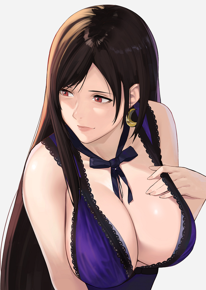 This is a pixiv picture whose title is Tifa (Purple dress).