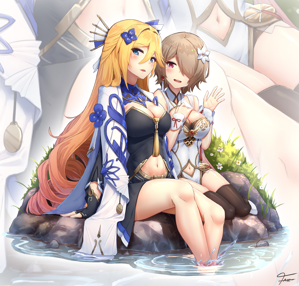 This is a pixiv picture whose title is 「～乱世の麗人～ デュランダル x リタ」.