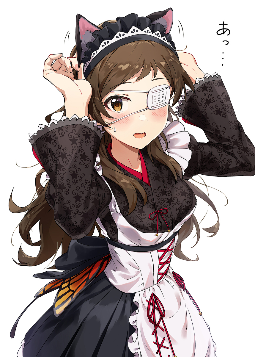 This is a pixiv picture whose title is 猫耳眼帯メイド沢.