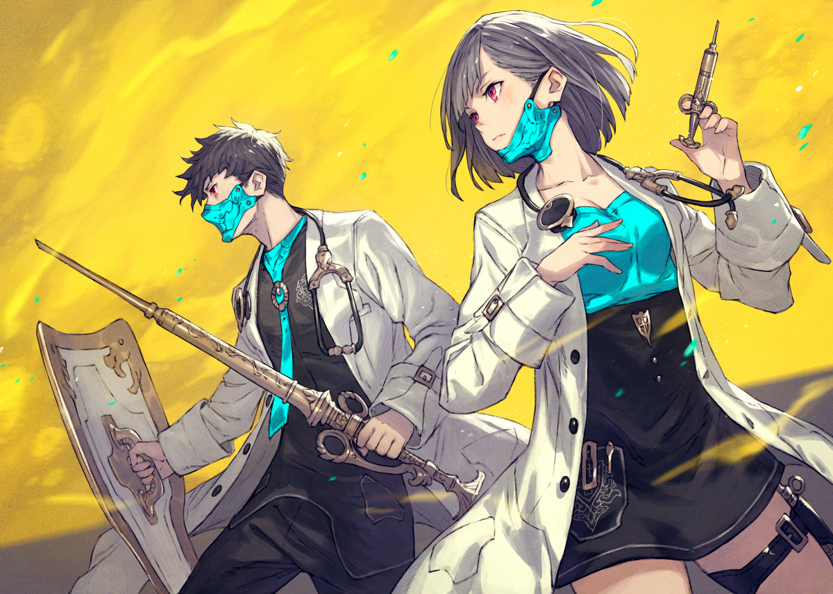 This is a pixiv picture whose title is 白衣の戦士たち.