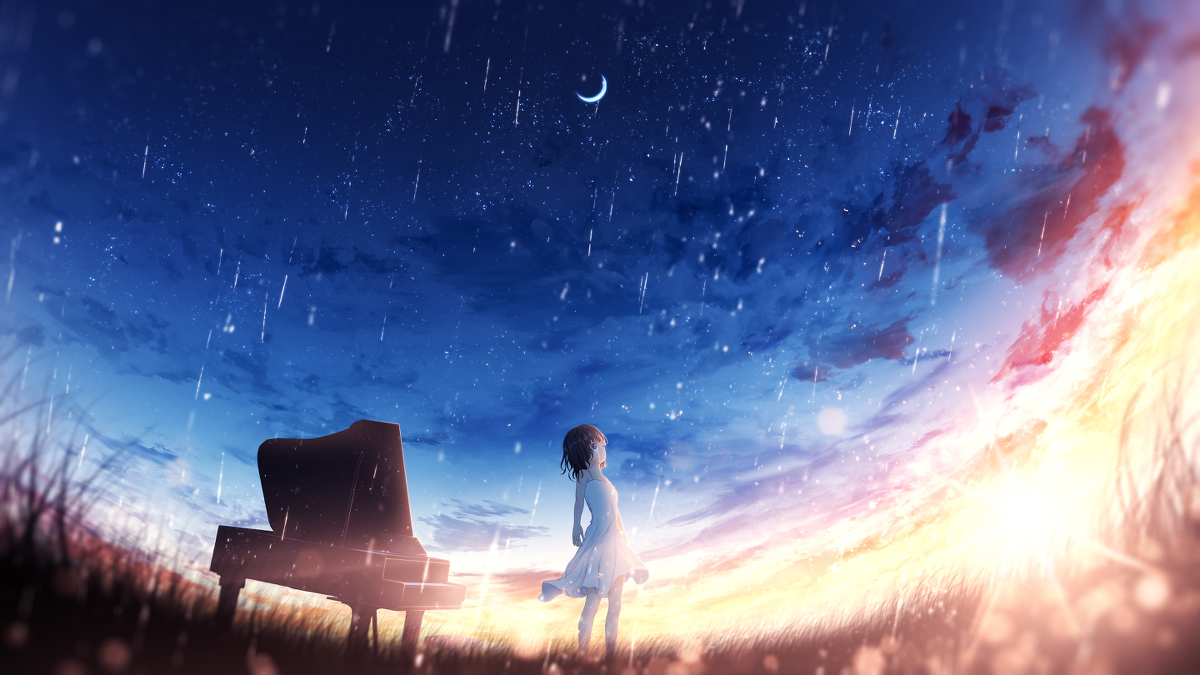 This is a pixiv picture whose title is 「雨き声残響」.