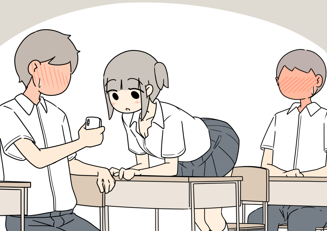 This is a pixiv picture whose title is 前も後ろも無防備なJK.