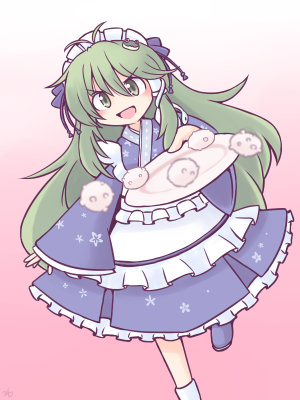 This is a pixiv picture whose title is 和メイド早苗.