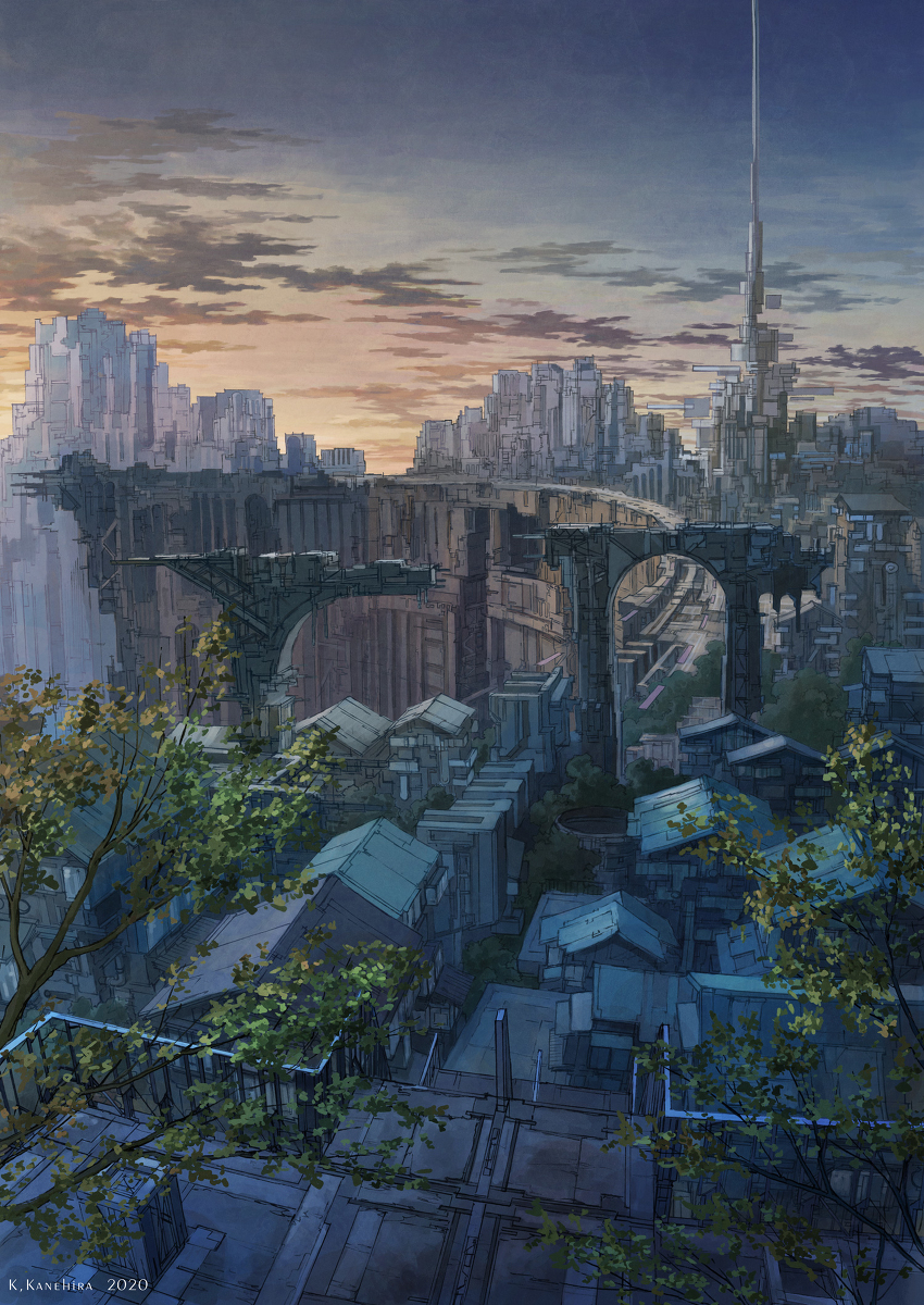 This is a pixiv picture whose title is 軌道塔が丘第14公園からの眺め.