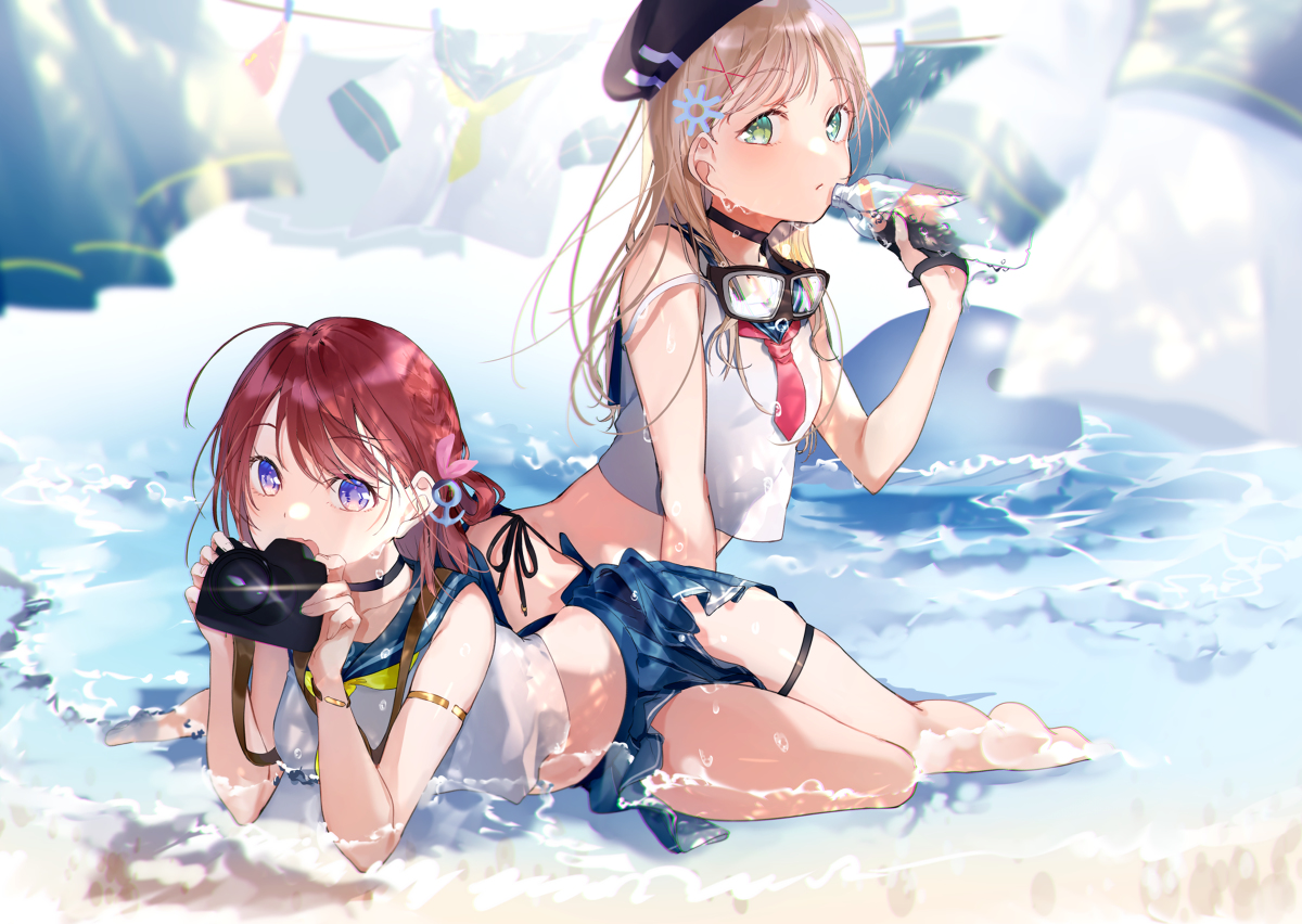 This is a pixiv picture whose title is 水遊び.