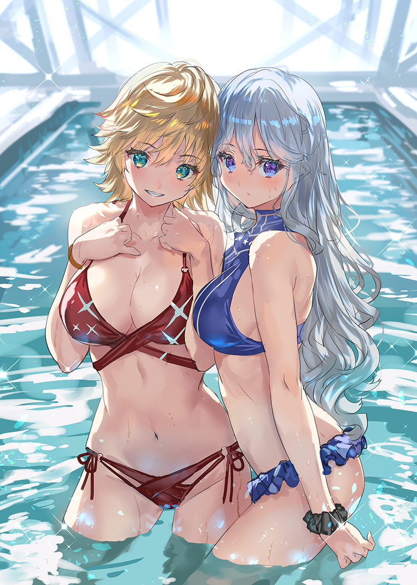 This is a pixiv picture whose title is 水着二人.