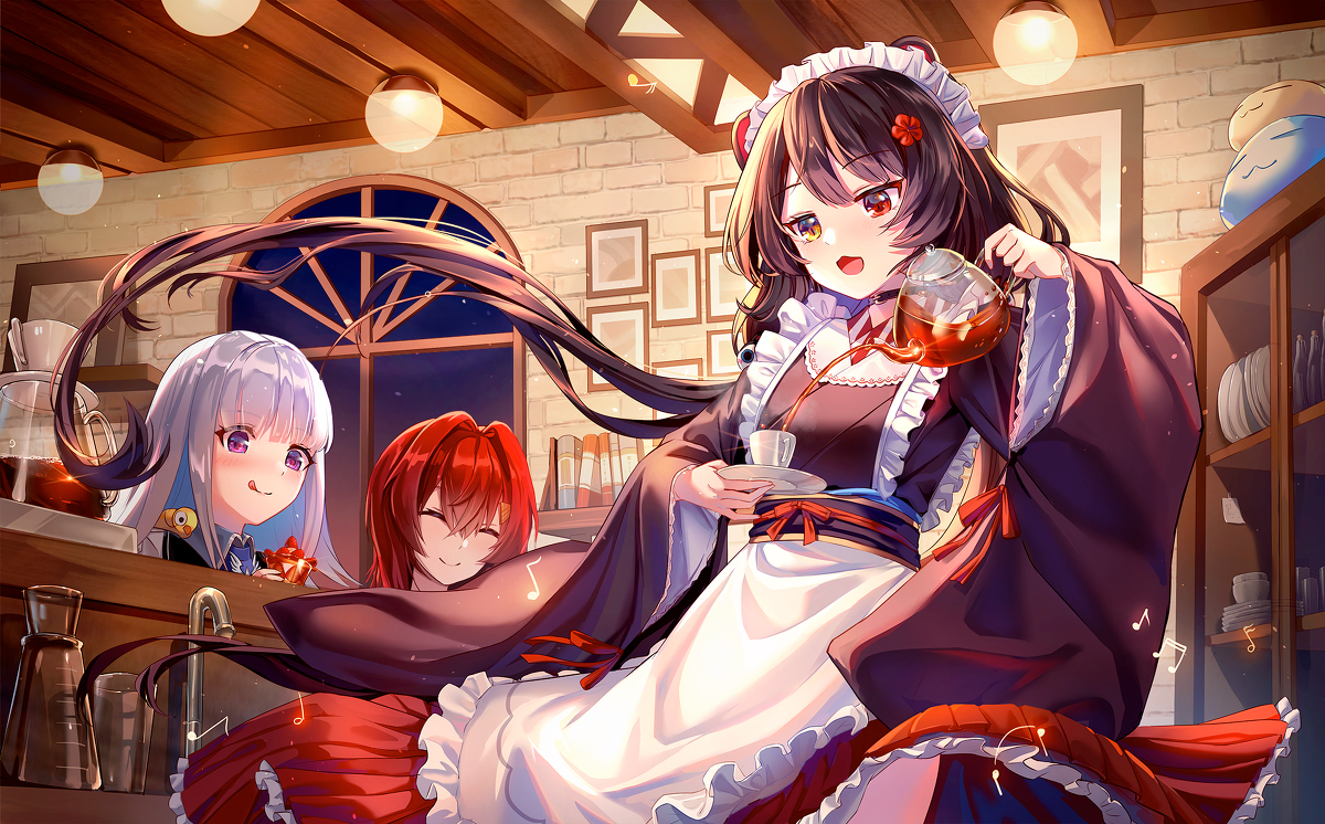 This is a pixiv picture whose title is 三人の楽しい生活.