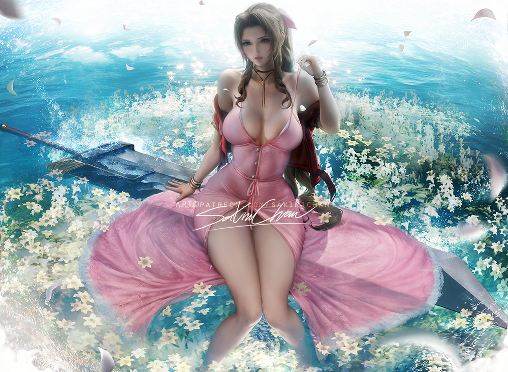 This is a pixiv picture whose title is 艾瑞丝 Aerith.