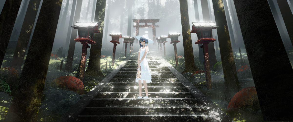 This is a pixiv picture whose title is 夏の杜.