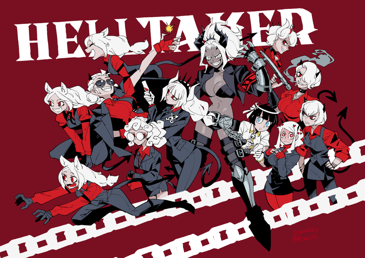 This is a pixiv picture whose title is Helltaker.