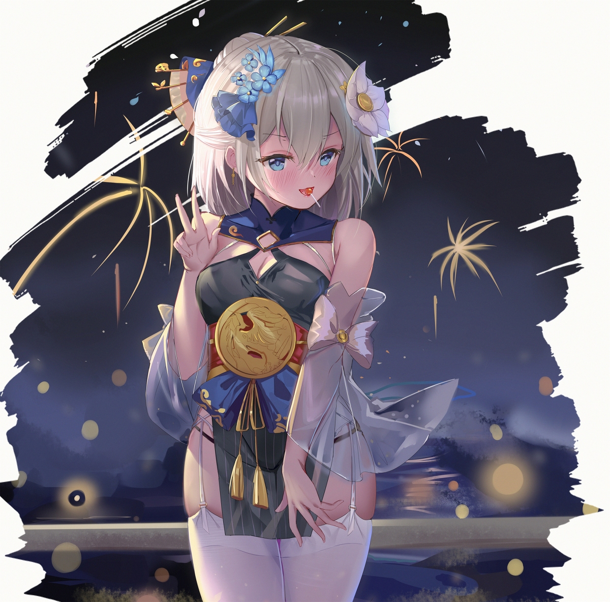 This is a pixiv picture whose title is 德丽莎 观星 兰夜行歌.