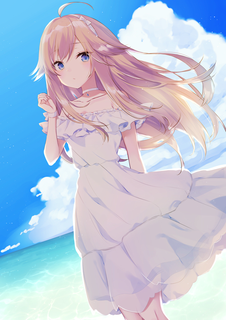 This is a pixiv picture whose title is 金髪白ワンピ.