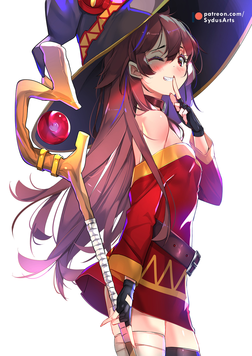 This is a pixiv picture whose title is Megumin Long Hair.