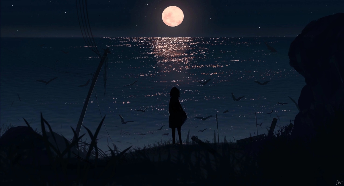 This is a pixiv picture whose title is 月光洒落，梦里听海。.