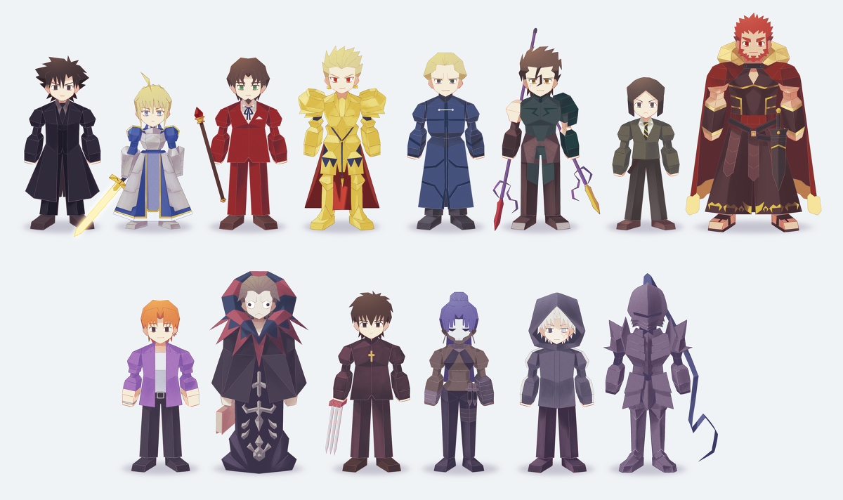 This is a pixiv picture whose title is 【Fate/Zero】FF7ミニフィギュア風.