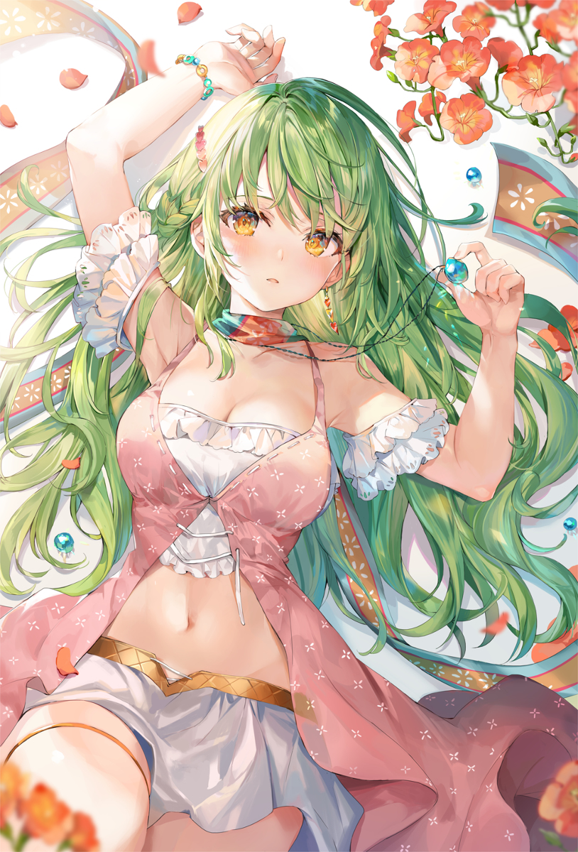 This is a pixiv picture whose title is 夏の花と縁.