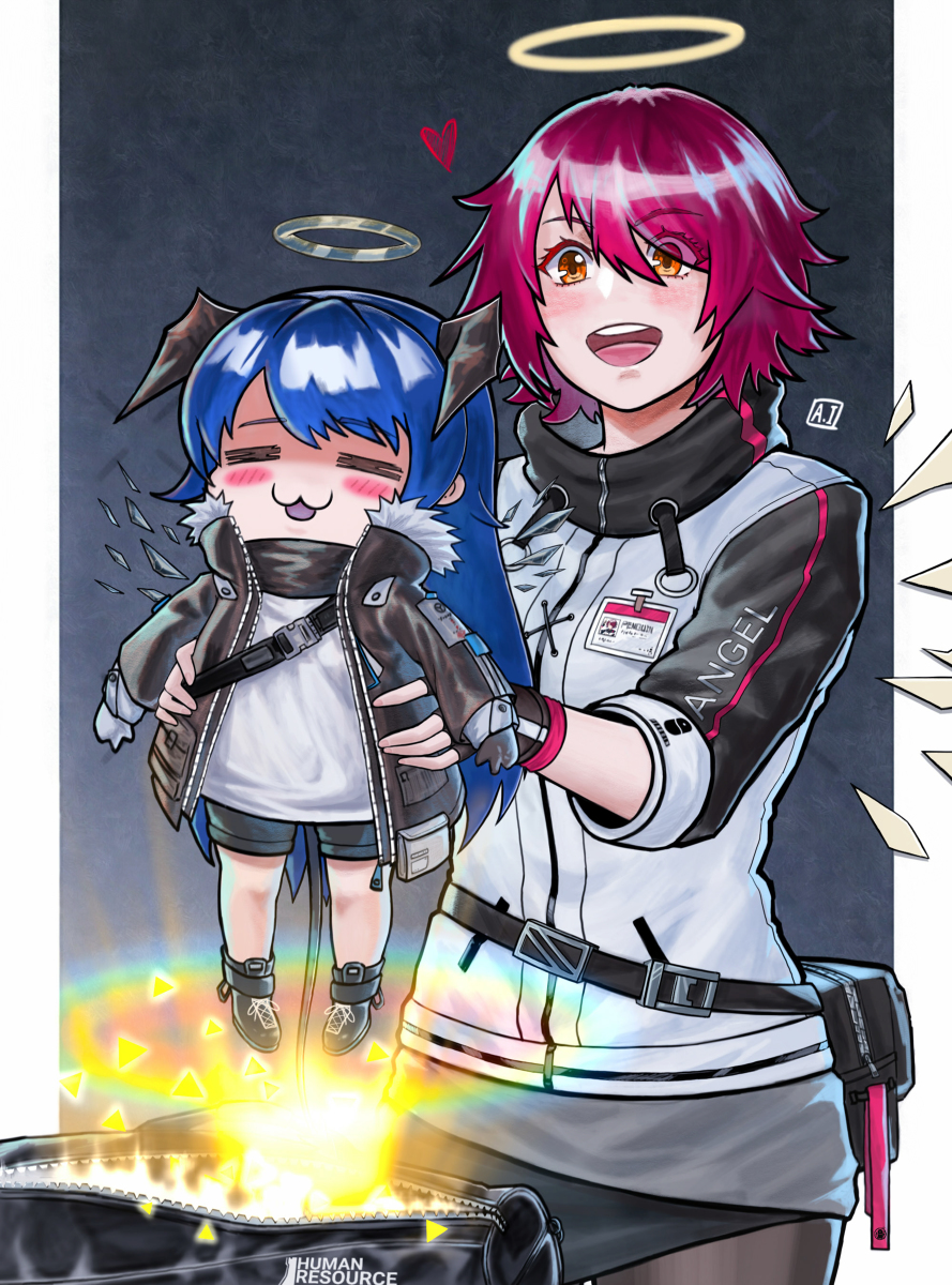 This is a pixiv picture whose title is Exusiai & Mostima.