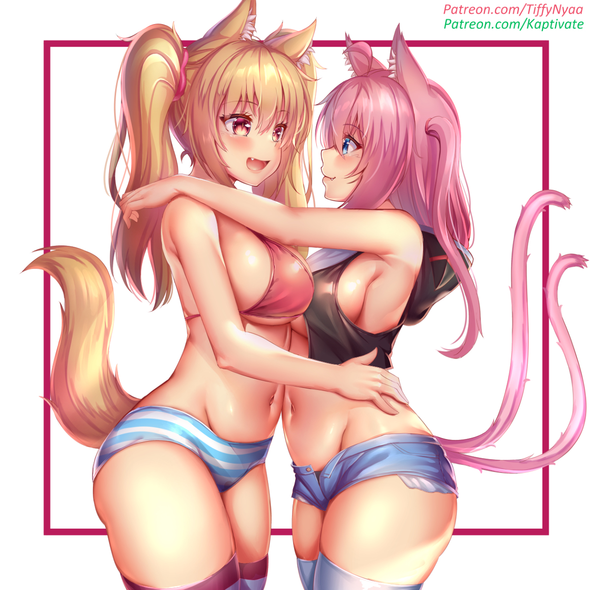 This is a pixiv picture whose title is Tiffy X Nekomia Yuri!!.