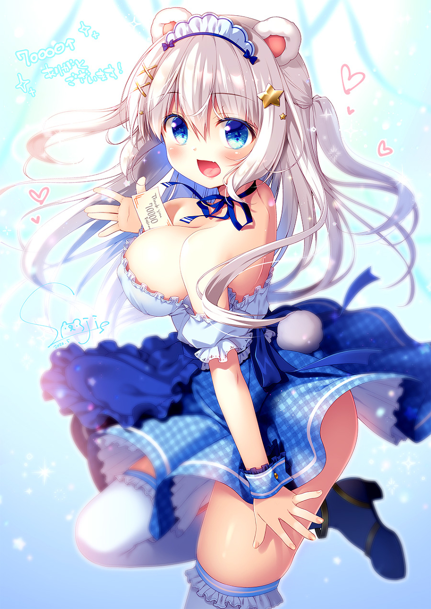 This is a pixiv picture whose title is ブルーメイドももちゃん.