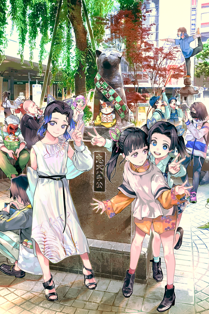 This is a pixiv picture whose title is 現代×鬼滅の刃 in 渋谷.