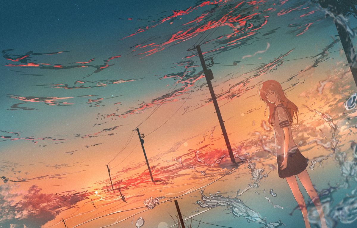 This is a pixiv picture whose title is 水辺の少女.