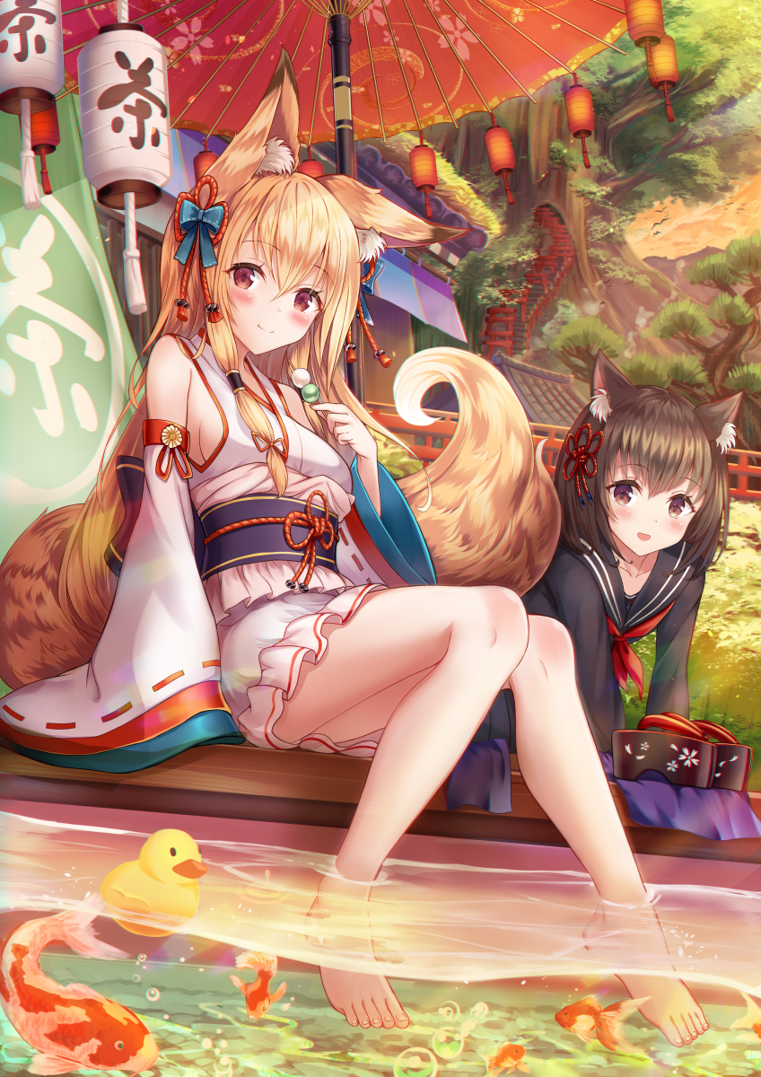 This is a pixiv picture whose title is お団子休憩🦊.