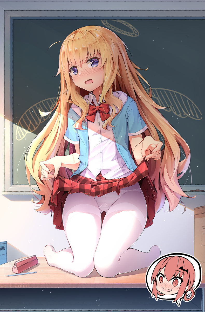 This is a pixiv picture whose title is 大悪魔に自分のパンツを見せてやる駄天使.