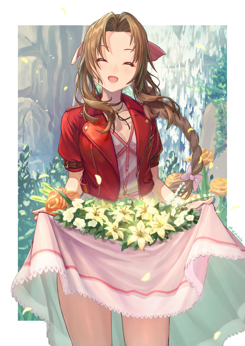 This is a pixiv picture whose title is 母娘でお花摘み　-エアリス-.