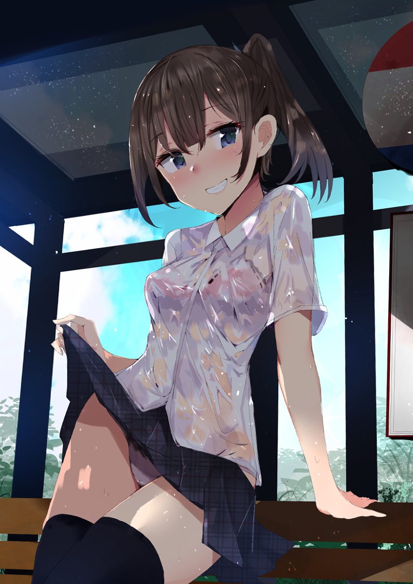 This is a pixiv picture whose title is 濡れJKちゃん.