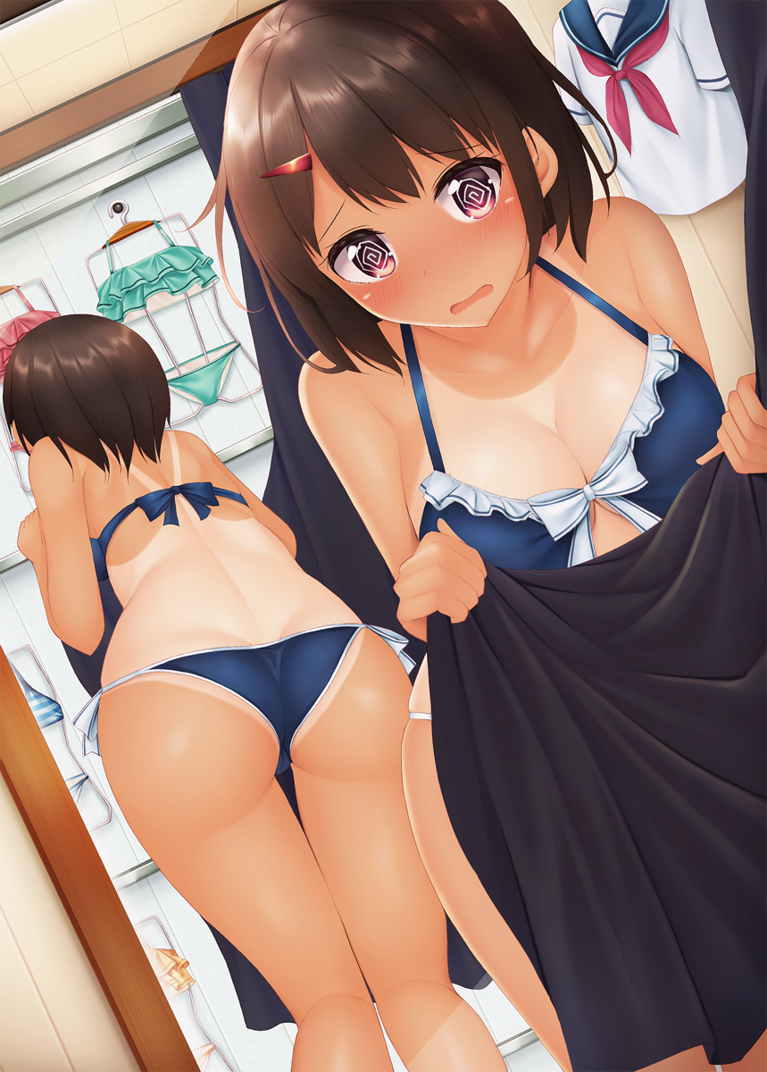This is a pixiv picture whose title is おっぱい隠して尻隠さず.