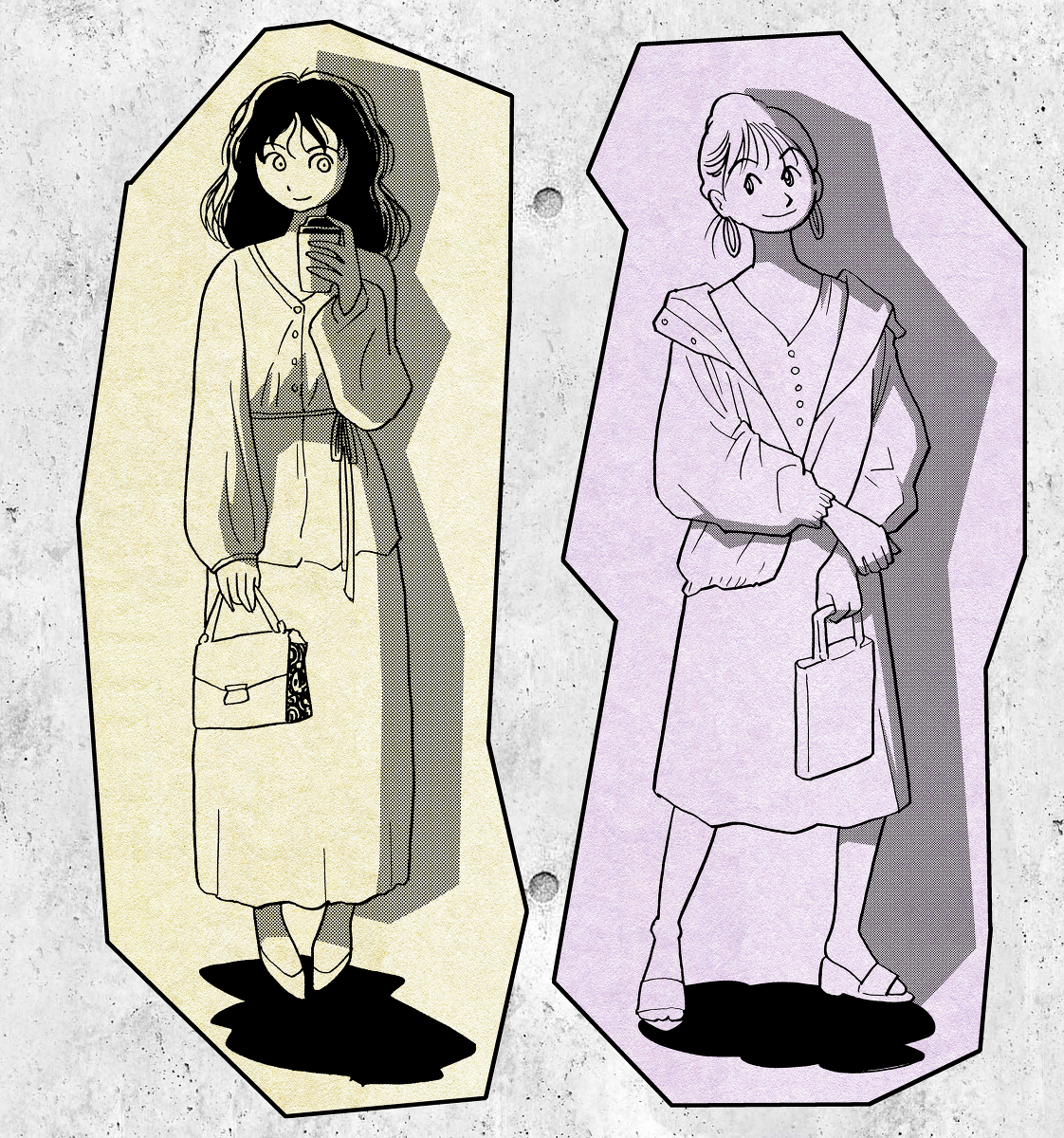 This is a pixiv picture whose title is バブル時代風イラスト群.