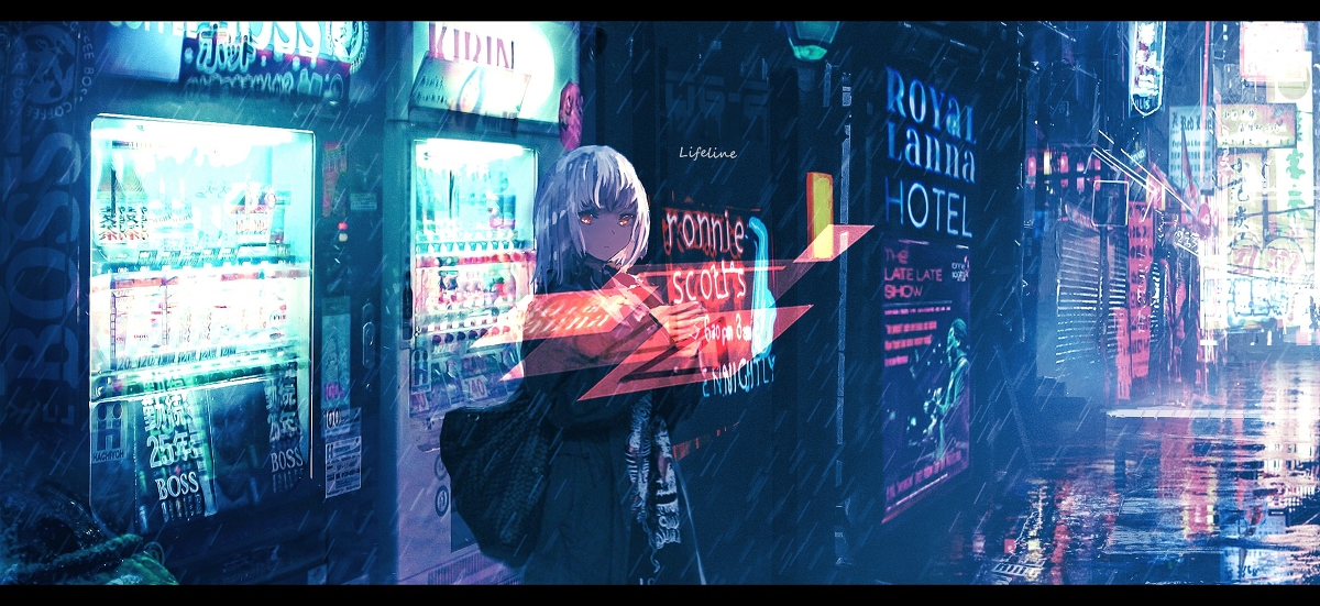 This is a pixiv picture whose title is 赛博之巷.