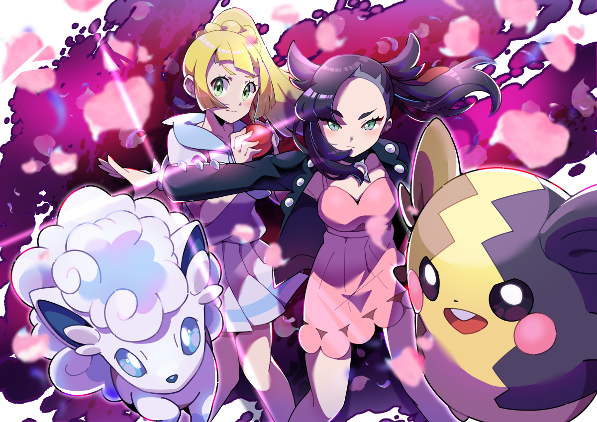 This is a pixiv picture whose title is 【ポケモン剣盾】マリィ＆リーリエ.