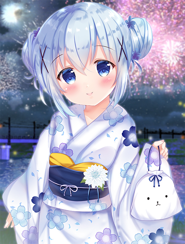 This is a pixiv picture whose title is チノちゃんと花火デート.