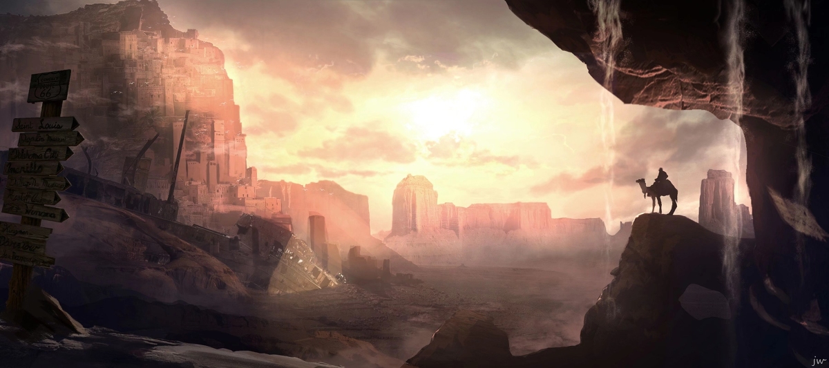 This is a pixiv picture whose title is 日暮沙漠陲，力战烟尘里。.