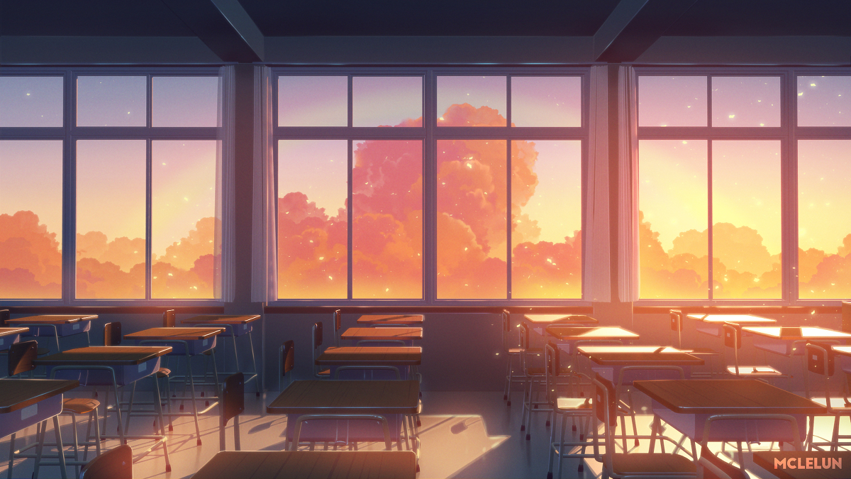 This is a pixiv picture whose title is evening classroom.