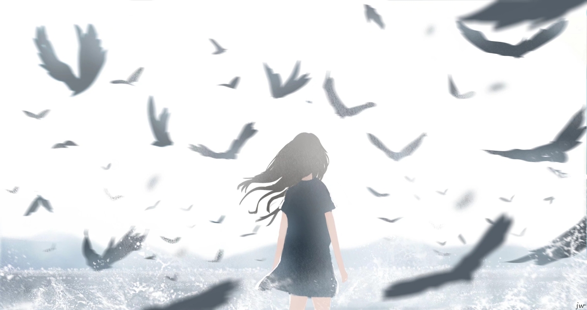 This is a pixiv picture whose title is 海睡着了，我听到了浪花的呓语群鸟的欢唱。.