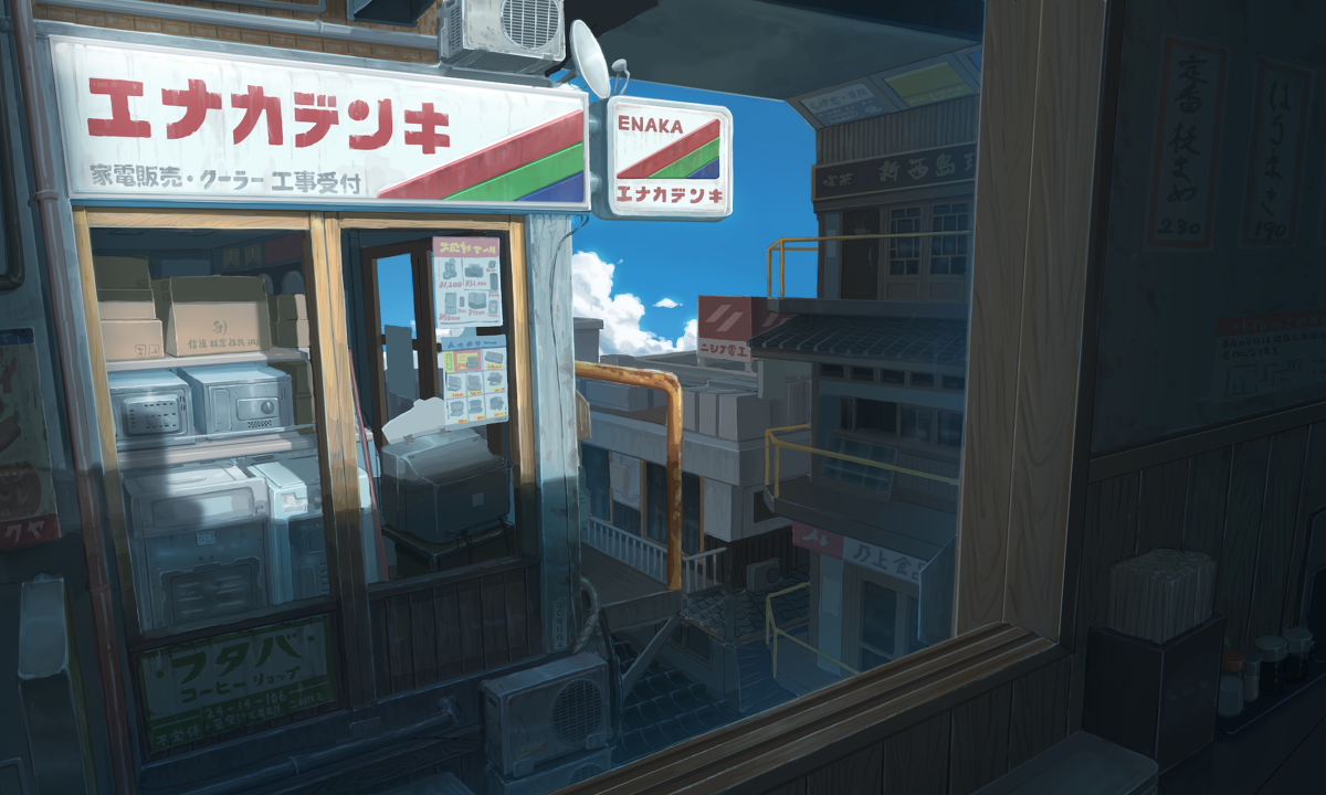 This is a pixiv picture whose title is 町の電気屋さん.