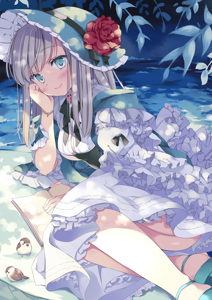 This is a pixiv picture whose title is 森の中で読書.