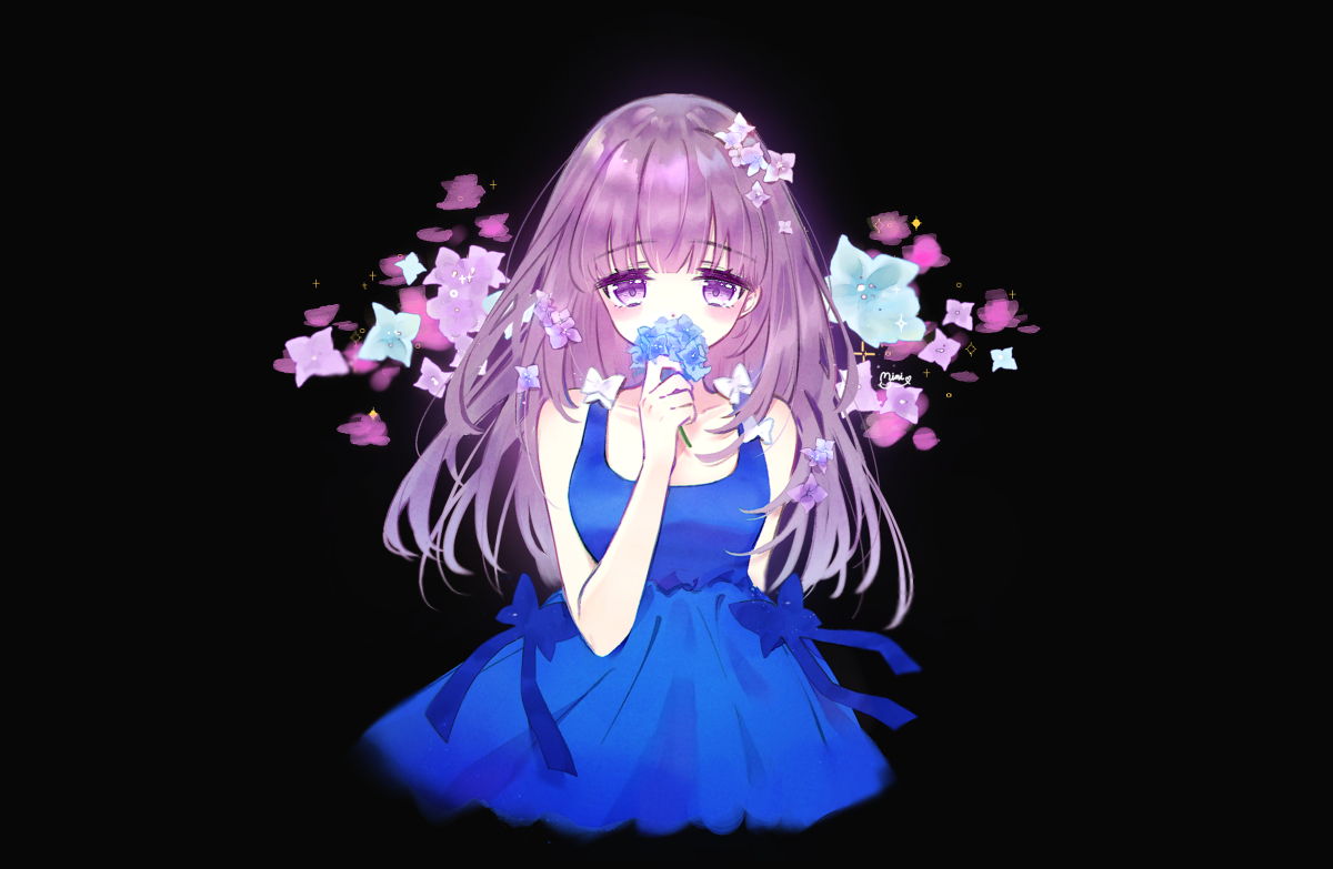 This is a pixiv picture whose title is 紫陽花少女.