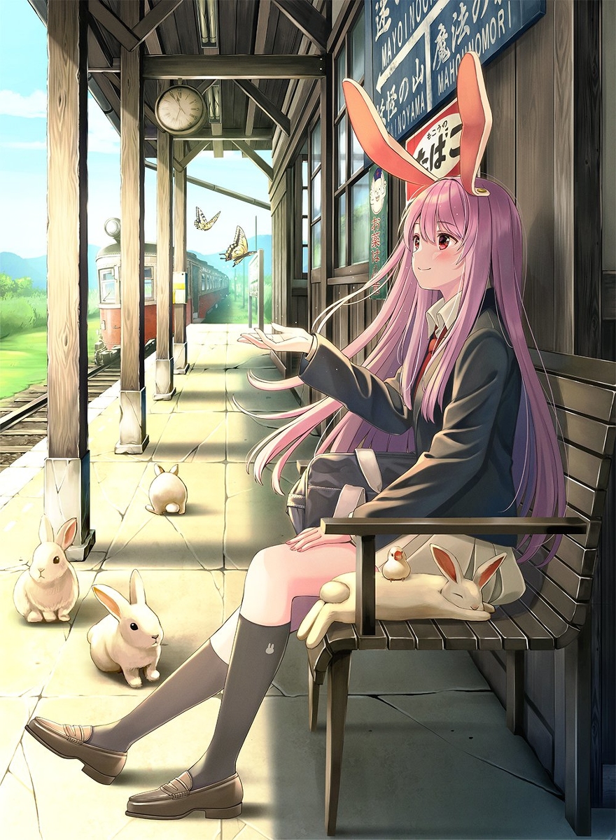 This is a pixiv picture whose title is 駅とうどんげ.