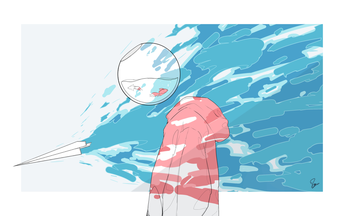 This is a pixiv picture whose title is 「僕の色」.