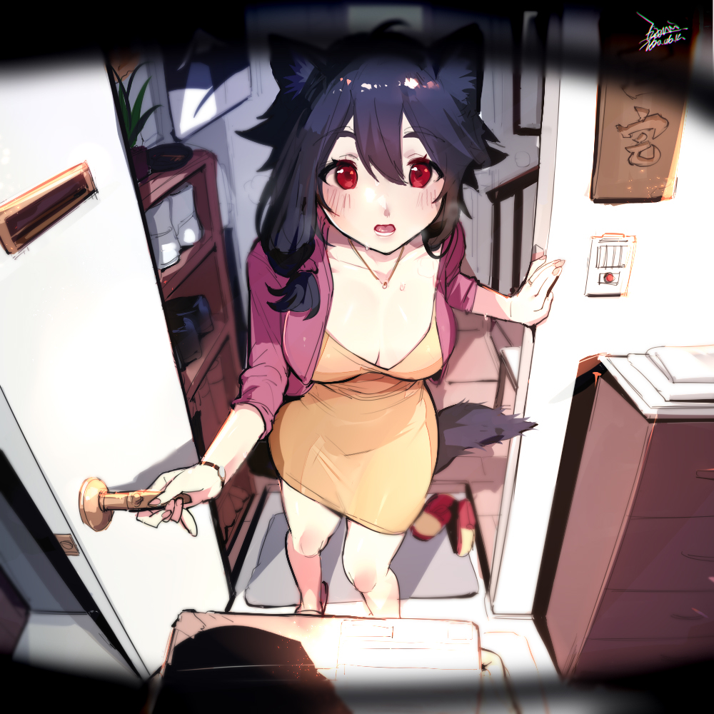 This is a pixiv picture whose title is 【EJAMI】日常向繪畫168-E子太太您的包裹 著色差分.