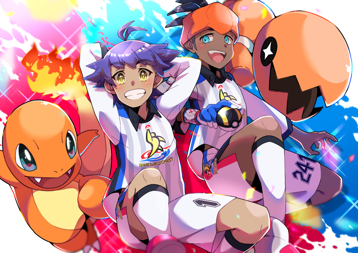 This is a pixiv picture whose title is 【ポケモン剣盾】ダンデ少年＆キバナ少年.