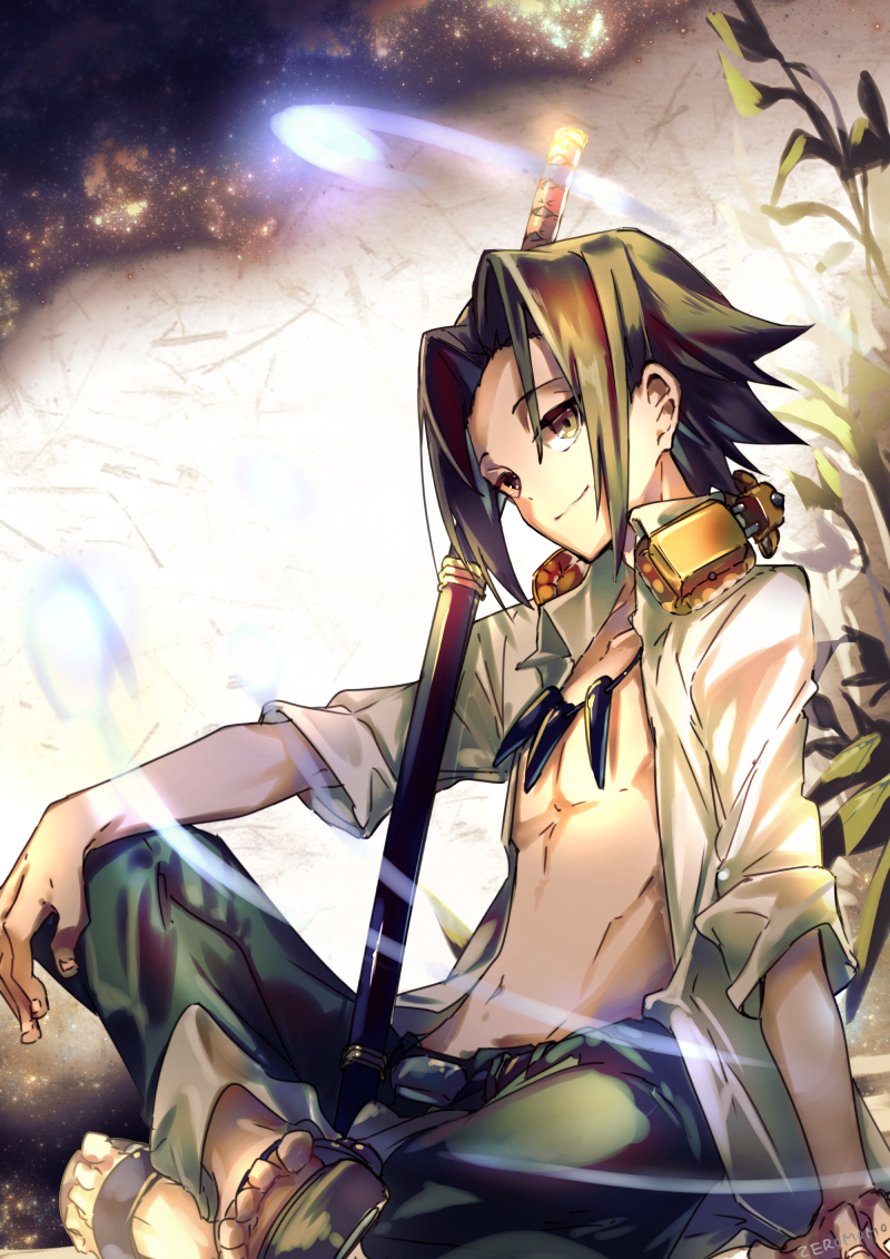 This is a pixiv picture whose title is 祝・シャーマンキング再アニメ化.