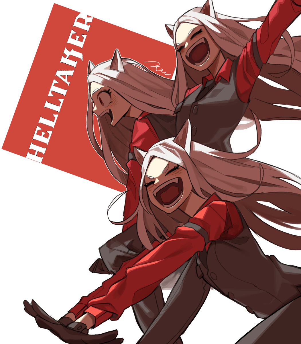 This is a pixiv picture whose title is Helltaker cerberus.