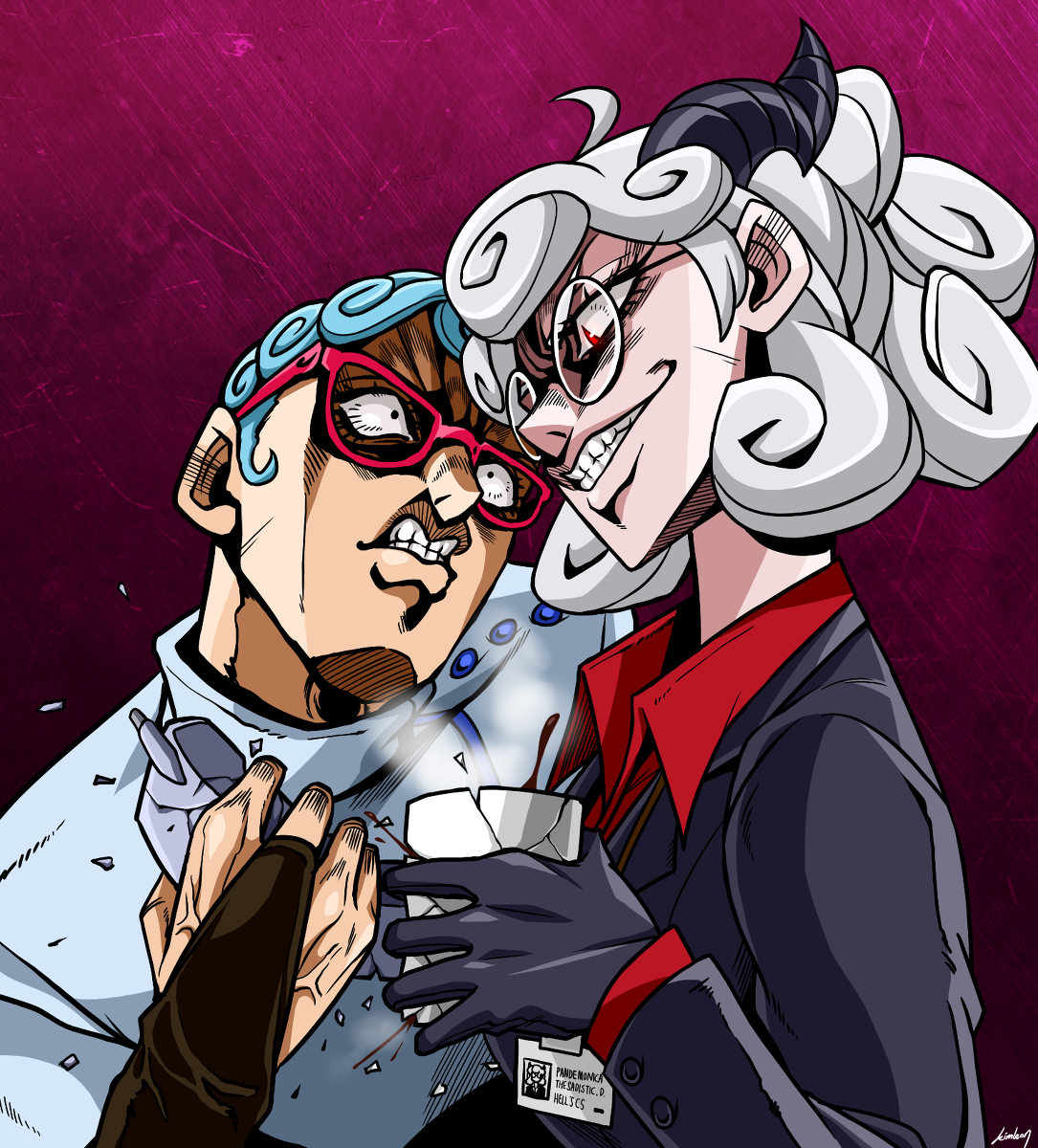 This is a pixiv picture whose title is Ghiaccio vs. Pandemonica.