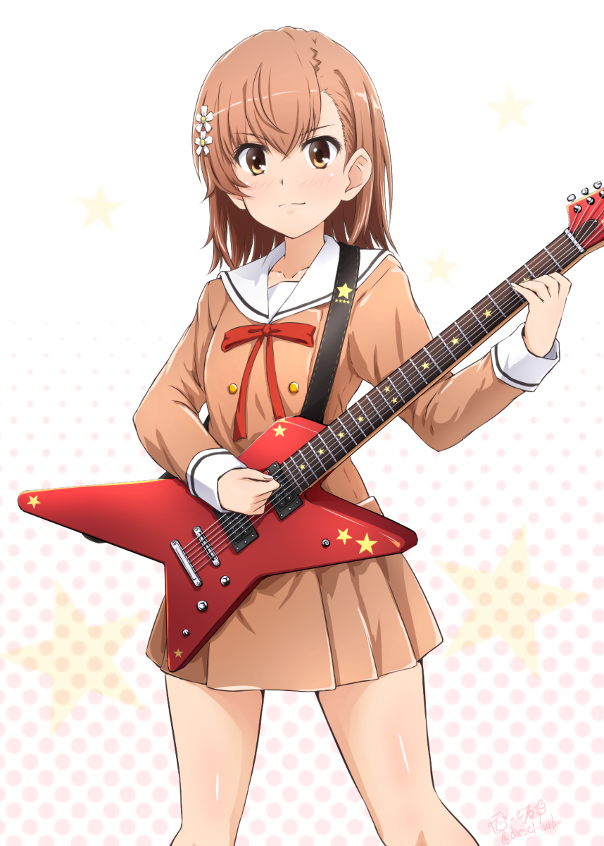 This is a pixiv picture whose title is 御坂美琴バンドリコラボ.