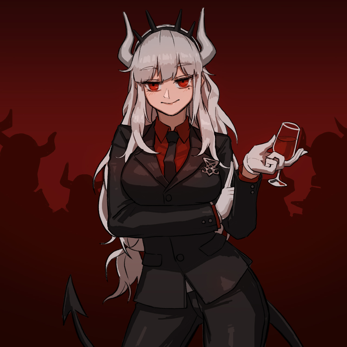 This is a pixiv picture whose title is [Helltaker] Lucifer.